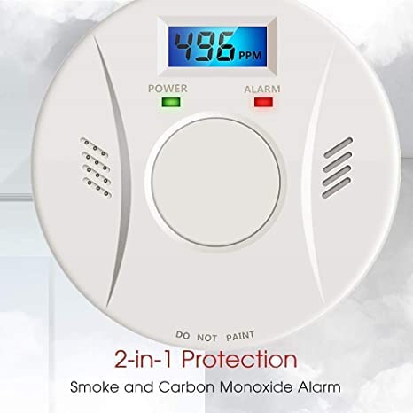 Linsoal 2 Pack Smoke Detector and Carbon Monoxide Detector co2 Detector Battery Powered with Test/Reset Button