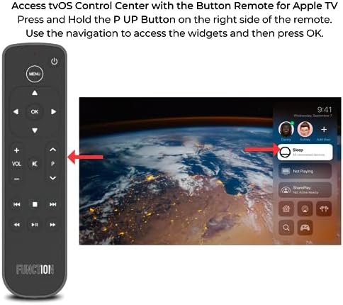 Function101 F101-ATVRM-BT Bluetooth Replacement Button Remote for Apple TV | BLE and Infrared Connectivity | 2 AAA Batteries Included