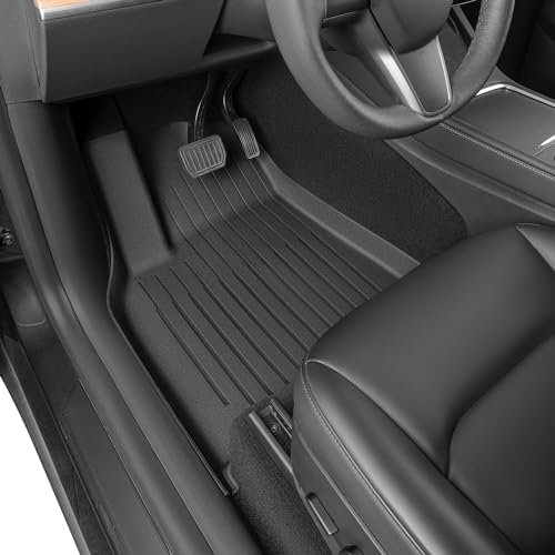 SUPER LINER Floor Mats for Tesla Model Y 5 Seat 2021-2024 2025-100% Eco-Friendly - All Weather TPE Cargo Liner Trunk Accessories, Set of 6 Mats (Not Fit 7-Seat)