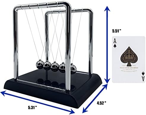 Newtons Cradle Balance Balls, Swinging Balls with Black Base, Fun Science Physics Learning Accessories, Calm Down Fidgets Kit, Desk Toys for Stress Relief, Office Home Decoration (Black)