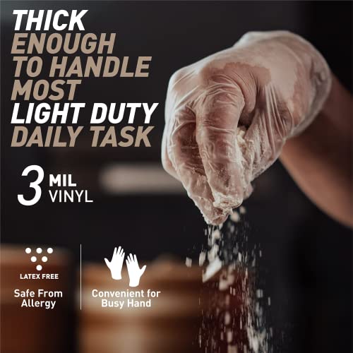 OKIAAS Disposable Gloves XL, Food Safe, Bulk of 200 Pcs|Latex and Powder-Free Clear Vinyl Gloves for Cleaning, Food Prep