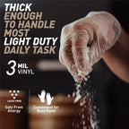 OKIAAS Disposable Gloves L, Food Safe, Bulk of 200 Pcs|Latex and Powder-Free Clear Vinyl Gloves for Cleaning, Food Prep