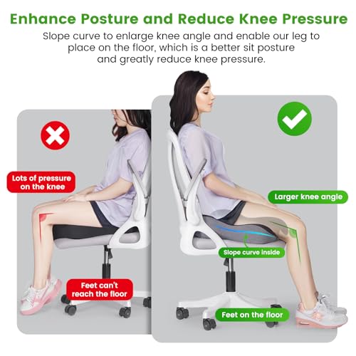 Deep U Tailbone Pain Relief Seat Cushion for Long Sitting on Office Chair, Wheelchair, Car Seat, Home Seat - Slope Curve Hemorrhoids Pillow for Hip, Tailbone, Coccyx, Sciatica Pain-Black/Gray