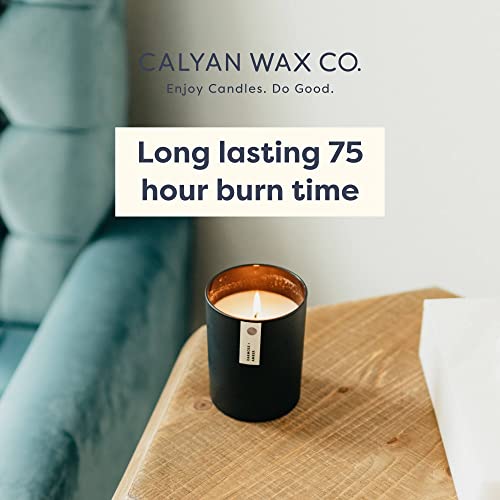 Calyan Wax Soy Wax Candle, Evergreen & Eucalyptus Scented Candle for The Home | Premium Candle with Essential Oils | 10.2 oz 50 Hour Burn Time | Soy Candle in Matte Black Jar, Gift for Men