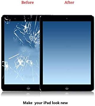 for Black iPad 6 2018 6th Generation A1893 A1954 Touch Screen Digitizer Assembly Replacement with Home Button,Camera Bracket,Pre-Installed Adhesive,Tool Repair Kit