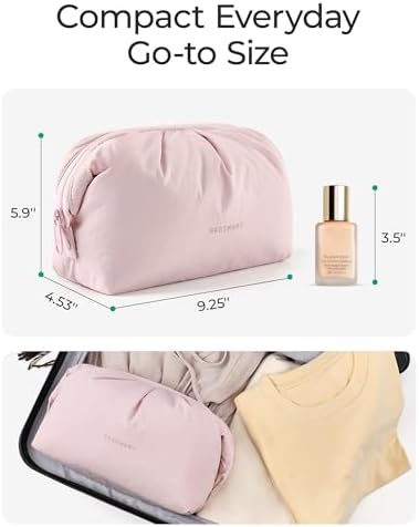 BAGSMART Makeup Bag Travel Makeup Bag, Cute Make Up Bag, Large Capacity Cosmetic Bags for Women, Wide-open Makeup Pouch Travel Essentials Toiletries Accessories Brushes (Lavender Purple)