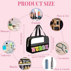 Chenille Letter Nurse Bag Gifts for Women - Clear, Waterproof Nylon Portable Toiletry Bag with Handle and Zipper, Nurse Accessories for Work