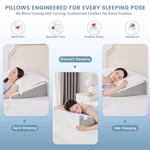 BDEUS 7.5" Wedge Pillow for Sleeping，Memory Foam Pillow for Back Support and Leg Elevation, Triangle Pillow for Sleeping Acid Reflux & Heartburn & GERD & Snoring