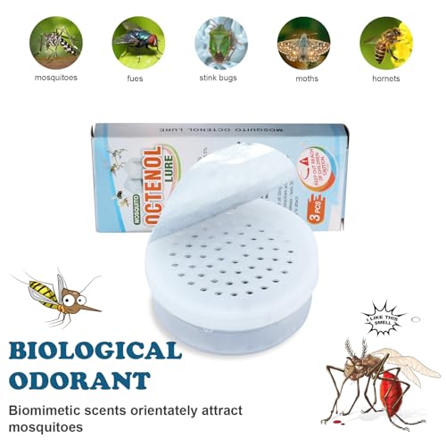 Hodiax Octenol Pest Lures 180 Days Supply 2023 Upgraded, 3PCs Biting Insect Attractant Refill Cartridges for Fly Traps, Bug Zappers, Mosquito Attractants, Universal Fit (2 Pack)