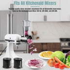 Stainless Steel Slicer Shredder Attachments for KitchenAid Stand Mixers, Vegetable Shredder, Cheese Grater, Salad Maker, Food Slicers Chopper Grinding Powder Accessories with Detachable 5 Blades