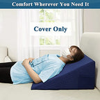 Mistuki Wedge Pillow Cover Quilted Triangle Incline Bed Wedge Pillowcase Slanted Pillow Case Protector(24"x25"x12") with Pocket & Zipper Only Replacement Cover Machine Washable