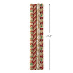 Hallmark Christmas Wrapping Paper Bundle with Cut Lines on Reverse, Kraft (Pack of 4, 88 sq. ft. ttl) Red Trucks, Snowflakes, Stripes, Merry Christmas (5JXW1038)
