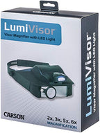 Carson LumiVisor Head Magnifier - Head Visor with LED Lighted Magnifier (2x/3x/5x/6x) (LV-10) , Black