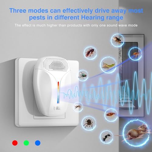2024 Upgraded Version Ultrasonic Pest & Insect Repeller, Ultrasonic Repellent for Roach, Rodent, Mouse, Bugs, Mosquito, Mice, Spider, Ant,Electronic Plug in Pest Control,3 Mode Switching,6 Packs