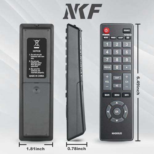 NH305UD Remote Control for Emerson TV Remote Replacement NH310UP NH301UD, Universal Remote Control for All Emerson TV LF501EM4 LF501EM4F LE240EM4 LC320EM3FA LF402EM6 LF402EM6F LF461EM4 LF461EM4A