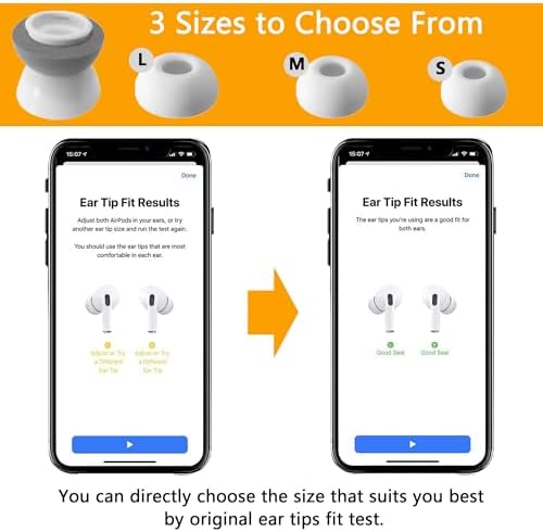 Upgraded Best Memory Foam Ear Tips for AirPods Pro 1st & 2nd Gen | New Version 5.0 | Comfortable Foam Ear Tips | Better Noise Cancellation | 3 Pairs Replacement Tips (L, Grey)