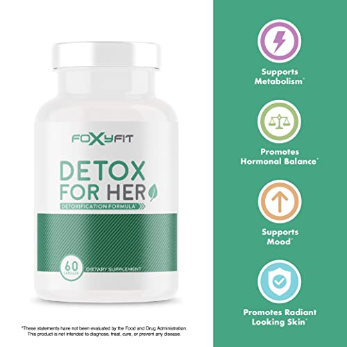 FoxyFit Detox for Her 30 Day Detox Cleanse Formula That Supports Healthy Digestion Function, Promotes Detoxification, & Balances from Within*