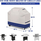 CUSSIOU Grill Cover BBQ Grill Cover 600D Waterproof Heavy Duty Gas Grill Cover, Barbecue Grill Covers for Weber, Brinkmann, Char Broil Grills Cover (59" L x 24" W x 46" H,Fog/Navy)