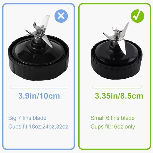 Ninja Blender Replacement Parts, 6 Fins Extractor Blade Assembly Fits Ninja 16oz Cups, Replacement Blade Compatible with Nurti Ninja Blenders Pro BL660 BL663 BL663CO BL665Q BL740 BL770