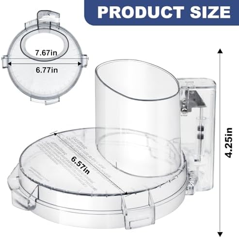 DFP-14NWBCT1 Replacement Clear Food Processor Work Bowl Cover with 4 Locking Tabs, Compatible with Cuisinart Tritan food Processor Only fits Bowl DLC-005AGTXT1,Fits Model DFP-14, DFP-14BCN, DFP-14BCHN