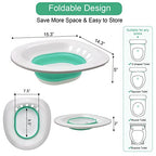RUGUO Sitz Bath for Hemorrhoids - Sitz Bath for Toilet Seat - Foldable Sitz Bath for Postpartum Care, for Soothes Hemorrhoids & Perineum, Cleanse Vagina & Anal（Blue Accessories）
