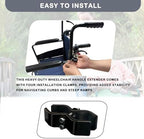 Wheelchair Handle Extenders, (400lbs Weight Capacity) Adjustable Wheel Chair Accessories Adults - Stroller Handle Extender, Extendable Handle for Wheelchair, Rallator & Stroller (Without Brake)