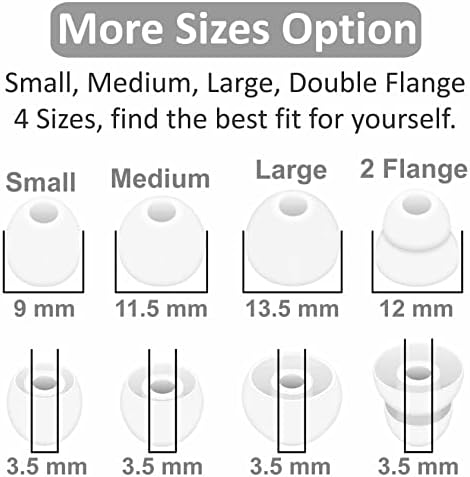 8 Pairs Powerbeats Pro Ear Tips Buds, 4 Size Replacement Soft Flexible Fit in Case Noise Reduce Silicone Rubber Earbuds Eartips Wing Skin Accessories Compatible with Beats Flex/BeatsX - White