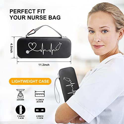 Stethoscope Carrying Case, Hard Stethoscope Case Compatible for 3M Littmann Classic III, Cardiology IV Diagnostic, MDF Acoustica Stethoscopes and Other Nurse Accessories (Pu Black)