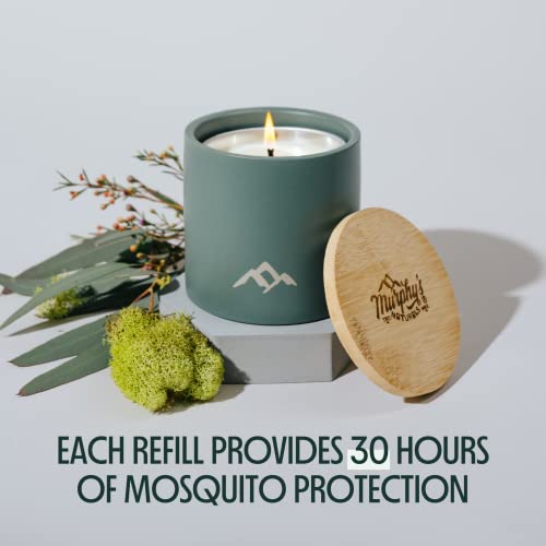Murphy's Naturals Refillable Mosquito Repellent Candle | Green | DEET Free | Plant Based Essential Oils | Soywax, Beeswax Blend | One 9oz Candle Included