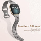 Dirrelo 4 pack Lace Silicone Band Compatible for Fitbit Sense Bands/Fitbit Versa 3 Bands Women/Fitbit Versa 4 Bands/Sense 2 Bands, Soft Ultrathin Hollow-out Sport Watch Strap Replacement Wristbands