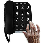 Black Big Button Phone for Wall or Desk with Speaker and Memory