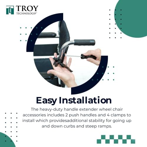 Push Wheelchair Handle Extender (300lbs Weight Capacity), Universal Wheelchair Accessories for Adults – Extendable Handle for Strollers – Adjustable Extender for Adults