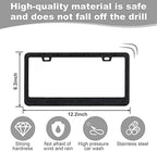 2 Pack Bling License Plate Frames for Women, Sparkly Rhinestone Diamond Car Accessories with Glitter Crystal Caps (Black)