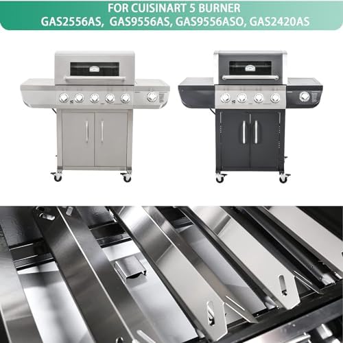 Grill Replacement Parts for Cuisinart 2556, GAS9556AS, GAS9456AS, GAS2456AS, GAS2556AS, GAS1456ASO, Grill Burner, Heat Plate Parts for Cuisinart 3-In-1 GAS9556AS 5 Burner Propane with Side Burner
