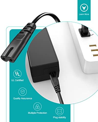 TV Power Cord AC Cable for Samsung 24" 32" 40" 43" 48" 49" 50" 55" 60" 65" 75" 80" 85" Inch LCD HD Smart 4K Curved TV UN55RU8000FXZA UN65RU7100FXZA UN43NU6900FXZA, 2 Prong Replacement Cable 6 Feet