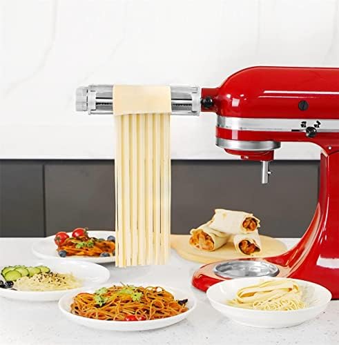 Pasta Roller & Cutters Attachment for KitchenAid Mixers, 3 in 1 Set Included Dough Sheet Roller, Spaghetti and Fettuccine Cutters Maker Accessories