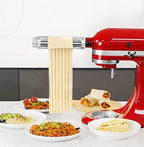 Pasta Roller & Cutters Attachment for KitchenAid Mixers, 3 in 1 Set Included Dough Sheet Roller, Spaghetti and Fettuccine Cutters Maker Accessories