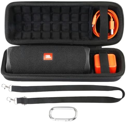 co2CREA Hard Travel Case Replacement for JBL Flip 6 FLIP 5 Waterproof Portable Bluetooth Speaker (Black Case + Inside Black)