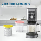 vione Replacement for Ninja Creami Deluxe Pints and Lids – 2 pack, 24 oz. Pint Containers Compatible with NC501, NC500 Series – BPA Free, Dishwasher Safe, Assorted Colors
