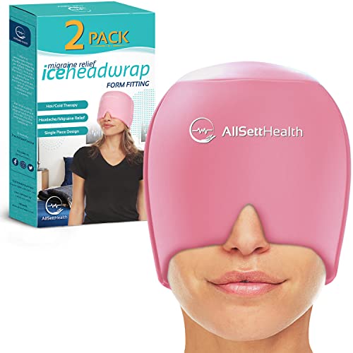 2 Pack Migraine Relief Ice Head Wrap Headache and Migraine Hat | Cold Gel Head Ice Pack with Face and Eye Mask Compress for Cooling Migraine Relief - Tension Headache Relief, Sinus Pressure Relief