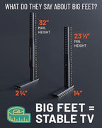 ECHOGEAR Universal Large TV Stand - Height Adjustable Base for TVs up to 77" - Wobble-Free Replacement Stand Works w/Any TV Including Vizio, TCL, Samsung & More - Flat Design Compatible w/Soundbars