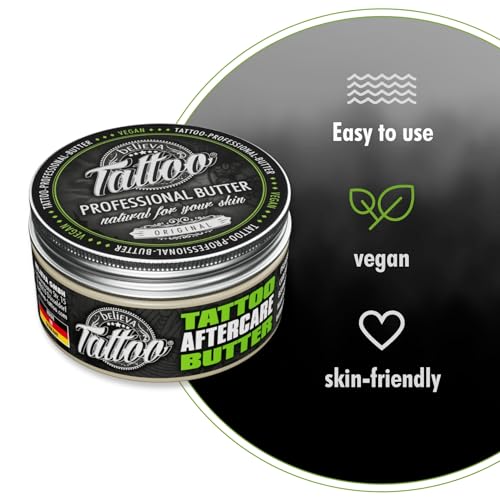 believa Tattoo Aftercare Butter - Tattoo Balm for New & Older Tattoos - Vegan Healing Cream | 3.38 oz