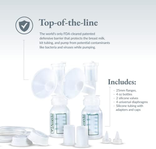 Ameda HygieniKit Universal Milk Collection System | Hands Free Breast Pump Accessories | (New & Improved) | Breastfeeding Supplies | Pumping Essentials | Flanges, Bottles, Valves, Diaphragms & Tubing