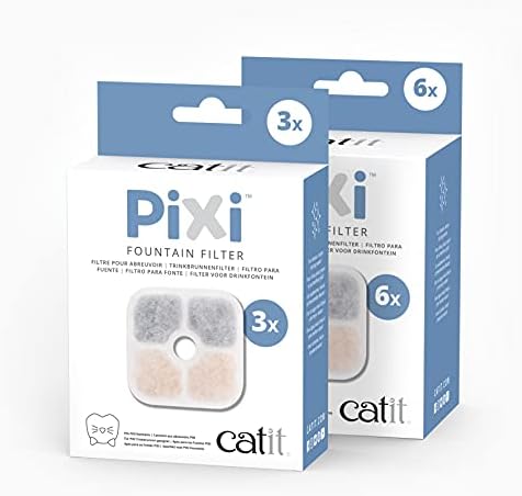 Catit PIXI Cat Drinking Fountain Original Filter, Official Replacement Triple Action Water Filter, 3-Pack, White