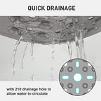 XIYUNTE Large Square Shower Mat - 27x27inch Non Slip Shower Mats for Shower Anti Slip for Elderly, Square Shower Stall Floor Mat with Powerful Suction Cup and Drain Holes, Machine Washable, Clear Grey