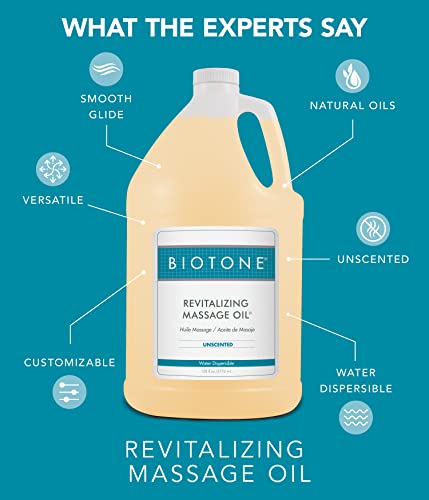 Biotone Revitalizing Massage Oil Unscented, 128 Ounces (1 Gallon)