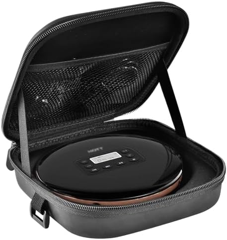 ANKHOH Portable CD Player Case, Travel Carrying Holder Storage for Walkman Discman with CD Earphone&Cable Accessories Storage, Compatible with Deluxe/HOTT/Gueray/GPX/Klim/ARAFUNA, Case Only