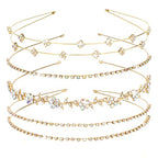 Jaciya Gold Bridal Headband 4 Pieces Rhinestone Headbands AB Crystal Flower Girl Leaves Crown Head Band Tiara Wedding Hair Accessories