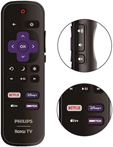 OEM Replacement Remote Control Compatible with All Philips Roku TV Smart TVs【Only Works with Philips Roku TV, Not for Roku Stick and Roku Box】 (Netflix/Disney Plus/Apple TV+ / HBO Max)