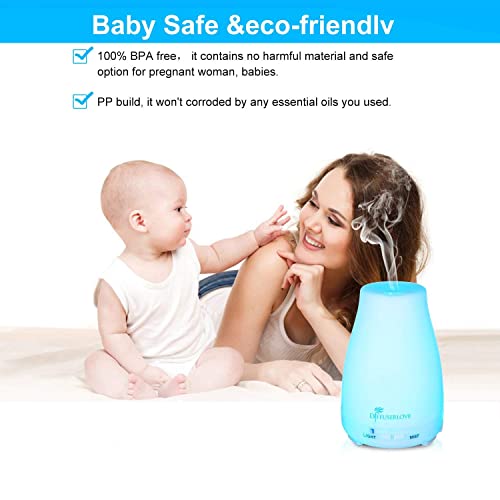 Diffuserlove 2 Pack 200ml Essential Oil Diffuser Ultrasonic Aromatherapy Diffuser with Waterless Auto Shut-Off Aroma Cool Mist Humidifiers with 6 Bottles of Natural Essential Oils /7 Color LED Lights
